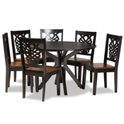 Baxton Studio Liese Modern and Contemporary Transitional Two-Tone Dark Brown and Walnut Brown Finished Wood 7-Piece Dining Set